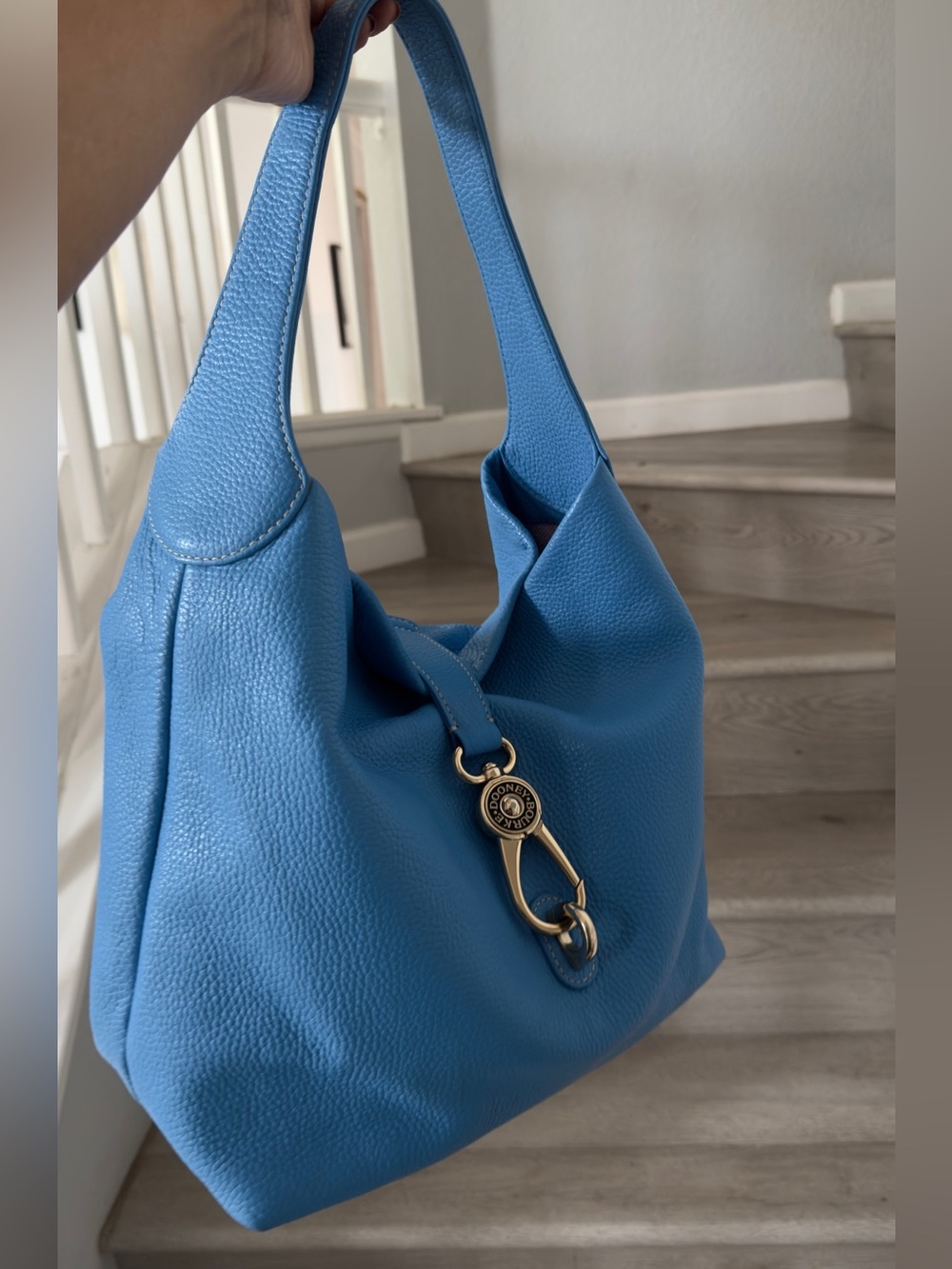 Dooney & Bourke Sky Blue Pebbled Leather Shoulder Bag